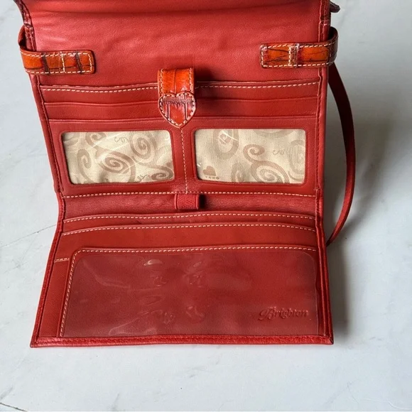 Brighton Burnt Orange Crossbody Organizer Leather Bag near perfect condition - Picture 8 of 12
